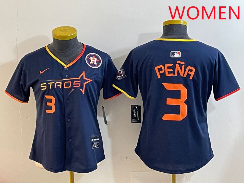 Women Houston Astros #3 Pena Drak Blue Three generations Joint Name 2025 Nike MLB Jersey style 4106
